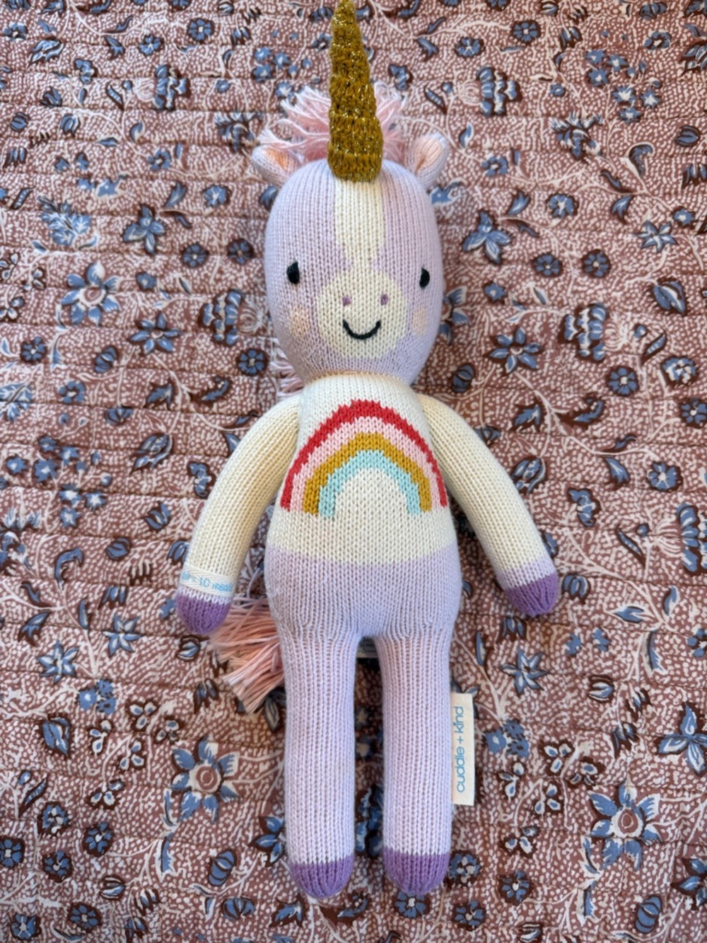 Lavender Rainbow Unicorn Plush with Gold Horn